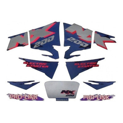 Kit Completo de Adesivos Honda NX 200 2000 - Cor Roxa Metálico