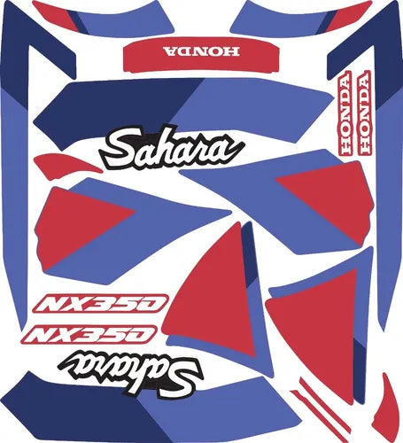 Kit Completo de Adesivos Honda NX 350 Sahara 1992 - Cor Branca