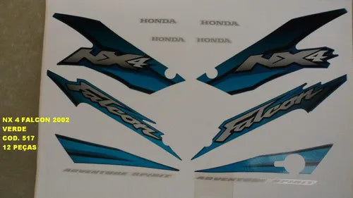 Kit Completo de Adesivos Honda NX 400 2002 - Cor Verde Metálico