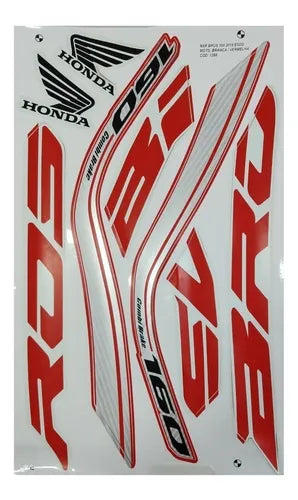 Faixa Adesiva Honda NXR 160 Bross ESDD 2019 Original Branca/Vermelha - Qualidade Premium e Acabamento Perfeito