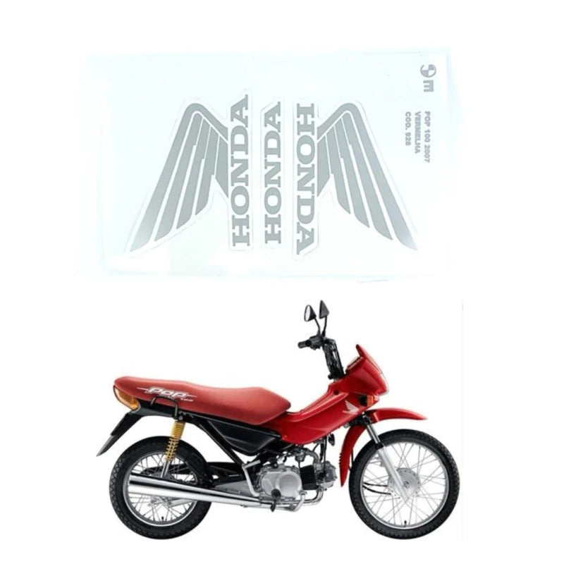 Kit Adesivos Honda Pop 100 2007 - Faixa Decorativa Original Vermelha 928