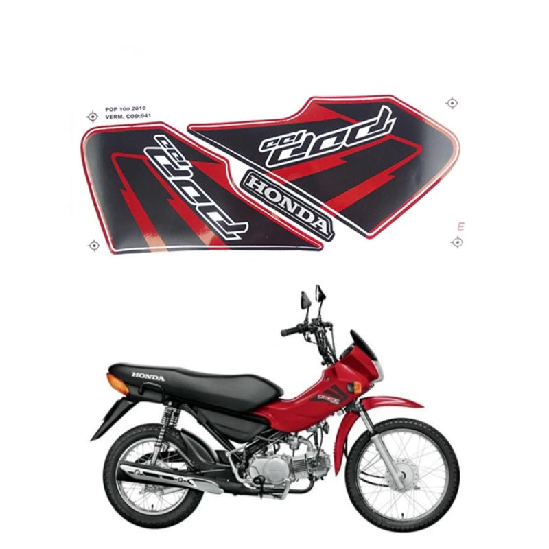 Faixa Adesiva Honda Pop 100 2010 Vermelha - Qualidade Premium e Acabamento Perfeito