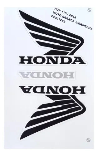Faixa Adesiva Honda Pop 110i 2018 Original Branca/Vermelha - Qualidade Premium e Acabamento Perfeito