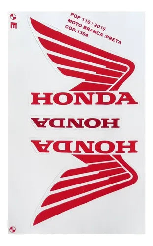Faixa Adesiva Honda Pop 110i 2019 Original Preta/Branca - Qualidade Premium e Acabamento Perfeito