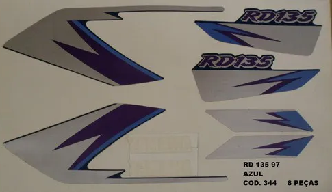 Faixa Adesiva Yamaha RD 135 1997 Azul - Qualidade Premium e Acabamento Perfeito