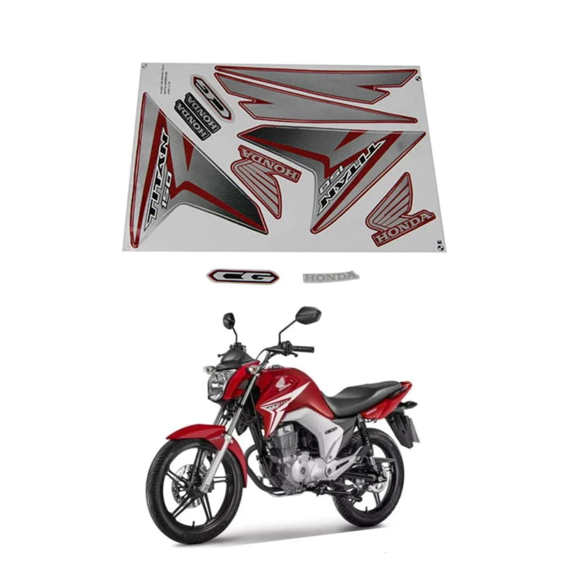 Faixa Adesiva Honda Titan 150 2014 ESD/EX Modelo Original Vermelha - Qualidade Premium e Acabamento Perfeito