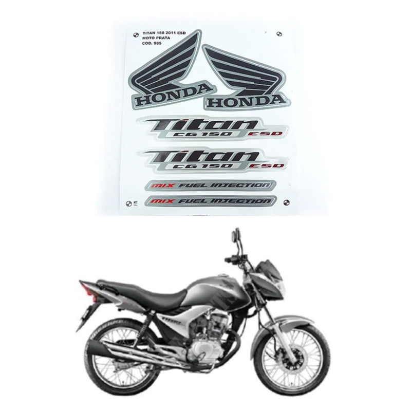 Faixa Adesiva Honda Titan 150 ESD 2011 Modelo Original Prata - Qualidade Premium e Acabamento Perfeito