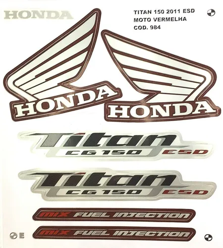 Faixa Adesiva Honda Titan 150 ESD 2011 Modelo Original Vermelho Metálico - Qualidade Premium e Acabamento Perfeito