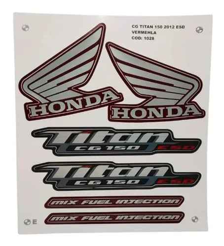 Faixa Adesiva Honda Titan 150 ESD 2012 Modelo Original Vermelha Metálica - Qualidade Premium e Acabamento Perfeito