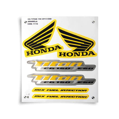 Faixa Adesiva Honda Titan 150 ESD 2013 Modelo Original Amarela - Qualidade Premium e Acabamento Perfeito