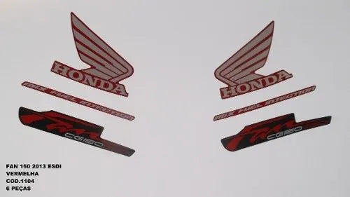 Faixa Adesiva Honda Titan 150 FAN ESDI 2013 Vermelha - Qualidade Premium e Acabamento Perfeito