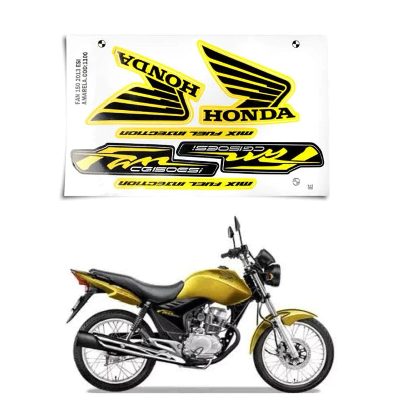 Faixa Adesiva Honda Titan 150 FAN ESI 2013 Modelo Original Amarela - Qualidade Premium e Acabamento Perfeito