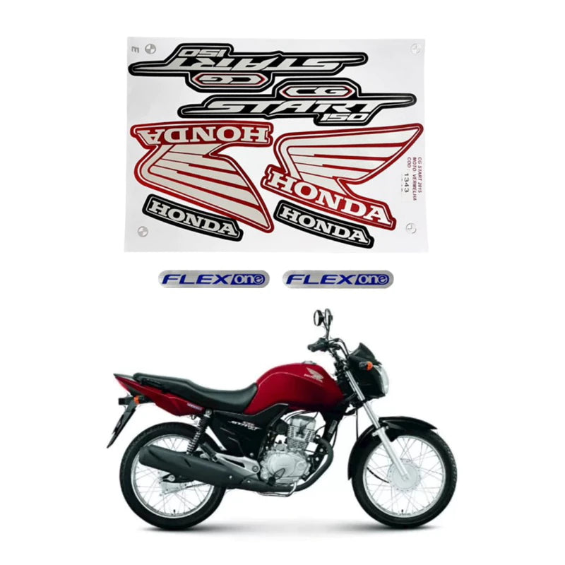Faixa Adesiva Honda Titan 150 START 2015 Modelo Original Vermelha - Qualidade Premium e Acabamento Perfeito