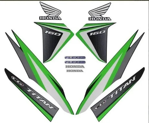Kit Completo de Adesivos Honda Titan 160 2017 - Cor Preto