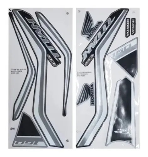 Kit Completo de Adesivos Honda Titan 160 2019 - Cor Prata