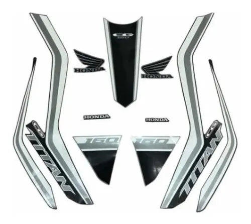 Kit Completo de Adesivos Honda Titan 160 2019 - Cor Prata