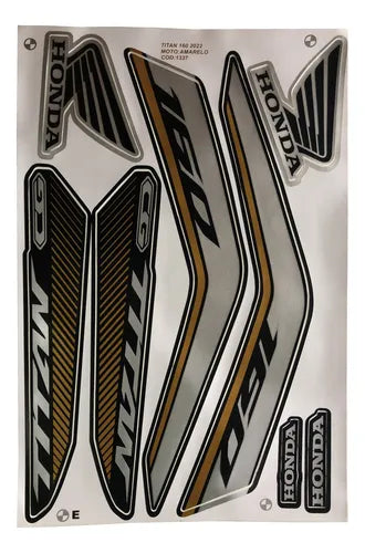 Kit Completo de Adesivos Honda Titan 160 2022 Amarelo - Qualidade Premium e Acabamento Perfeito
