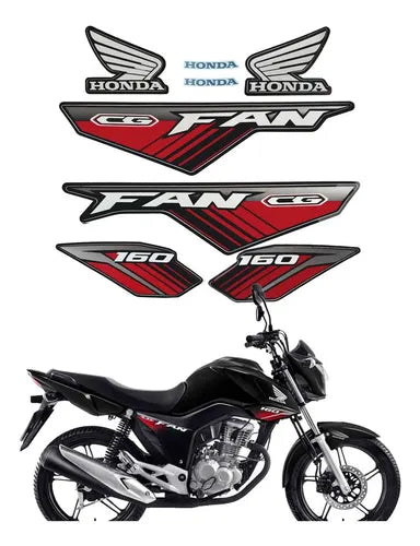 Kit Completo de Adesivos Yamaha TIT16 FAN 2018 - Cor Preta