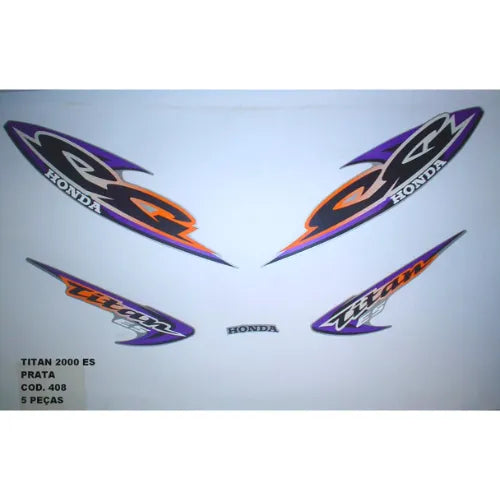 Kit Completo de Adesivos Honda Titan 125 ES 2000 - Cor Prata