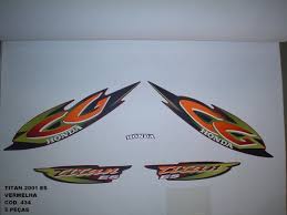 Kit Completo de Adesivos Honda Titan 125 ES 2001 - Cor Vermelha