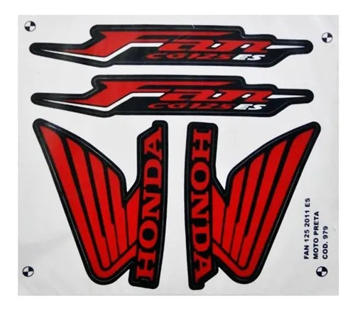 Kit Completo de Adesivos Honda Titan Fan 125 ES 2011 - Cor Preto