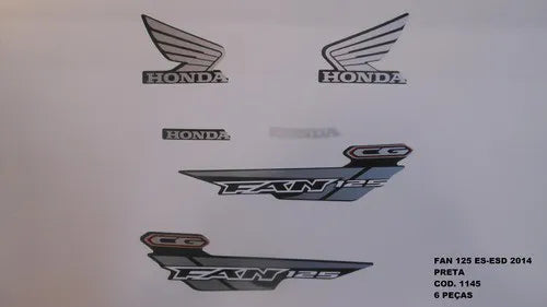 Kit Completo de Adesivos Honda Titan Fan 125 ES/ESD 2014 - Cor Preto