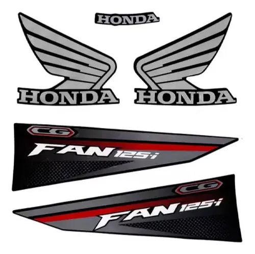 Kit Completo de Adesivos Honda Titan Fan 125i 2016/18 Preta - Qualidade Premium e Acabamento Perfeito