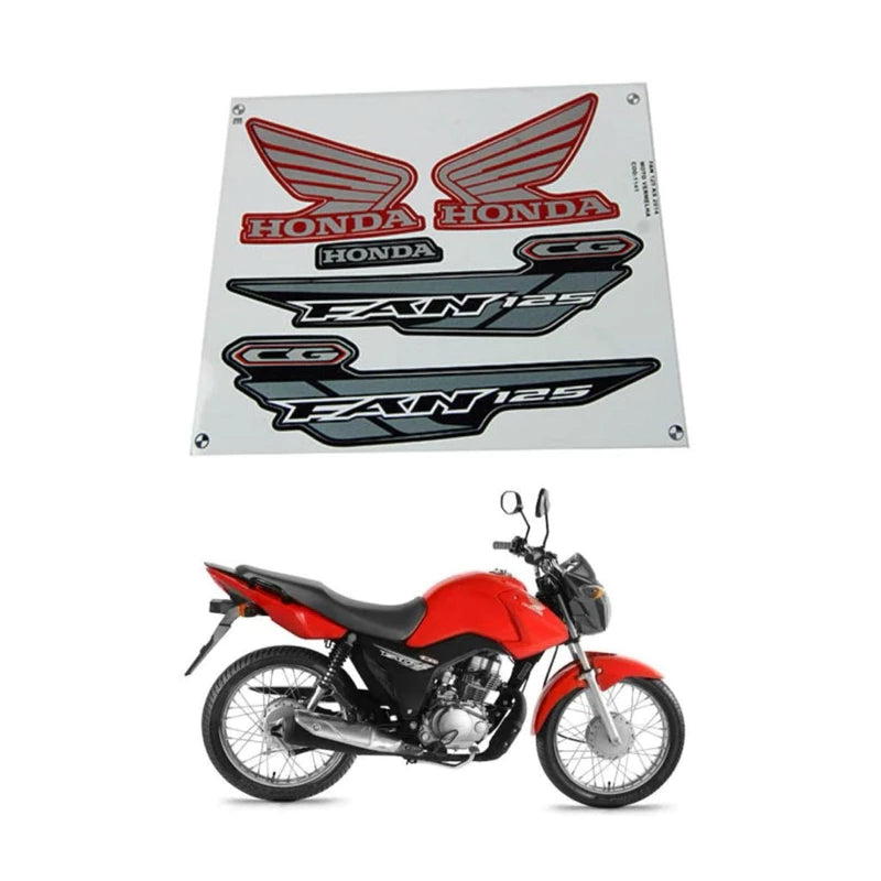 Kit Completo de Adesivos Honda Titan Fan 125 KS 2014 Vermelha - Qualidade Premium e Acabamento Perfeito
