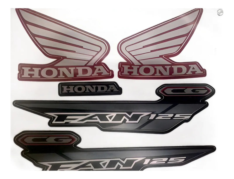 Kit Completo de Adesivos Honda Titan Fan 125 KS 2014 Vermelha - Qualidade Premium e Acabamento Perfeito