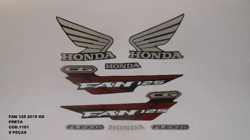 Kit Completo de Adesivos Honda Titan Fan 125 KS 2015 Preta - Qualidade Premium e Acabamento Perfeito