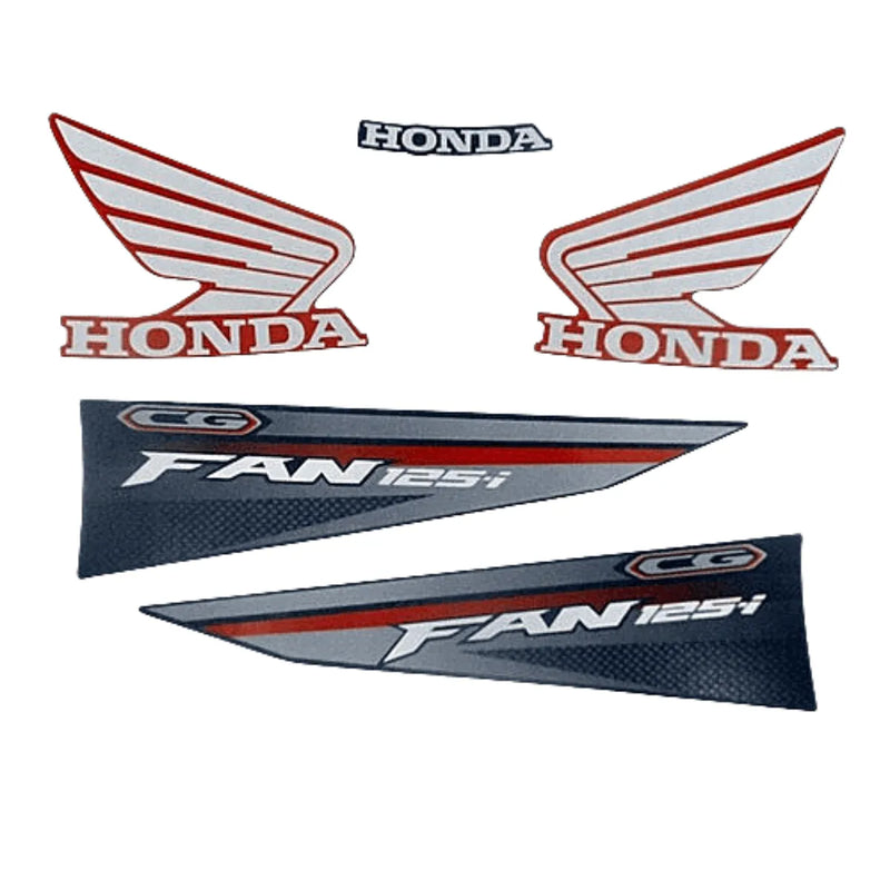 Kit Completo de Adesivos Honda Titan Fan 125i 2016/18 Vermelha - Qualidade Premium e Acabamento Perfeito