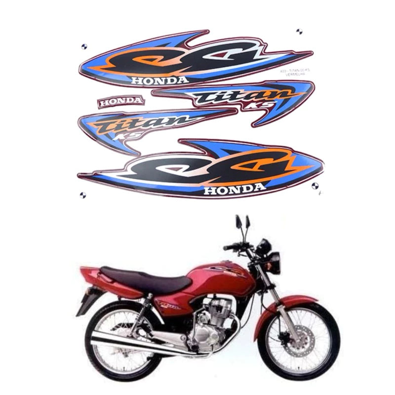 Kit Completo de Adesivos Honda Titan 125 KS 2000 Vermelha - Qualidade Premium e Acabamento Perfeito