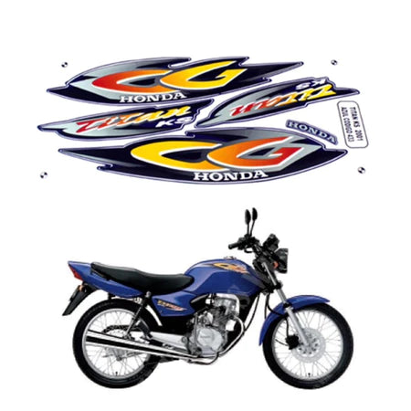 Kit Completo de Adesivos Honda Titan 125 KS 2001 Azul - Qualidade Premium e Acabamento Perfeito