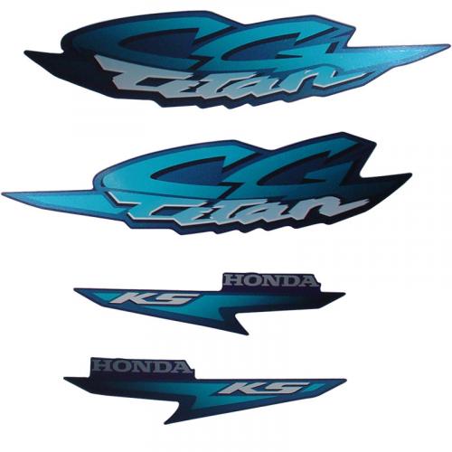 Kit Completo de Adesivos Honda Titan 125 KS 2002 Azul Metálico - Qualidade Premium e Acabamento Perfeito