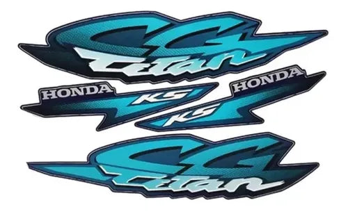 Kit Completo de Adesivos Honda Titan 125 KS 2002 Azul Metálico - Qualidade Premium e Acabamento Perfeito