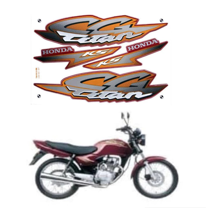 Kit Completo de Adesivos Honda Titan 125 KS 2002 Vermelha - Qualidade Premium e Acabamento Perfeito