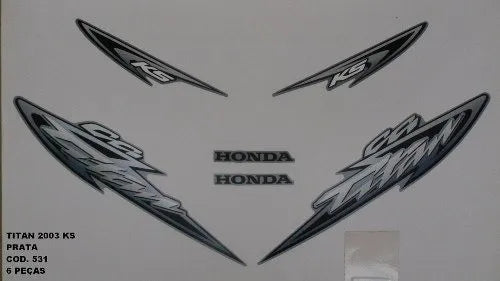 Kit Completo de Adesivos Honda Titan 125 KS 2003 Prata - Qualidade Premium e Acabamento Perfeito