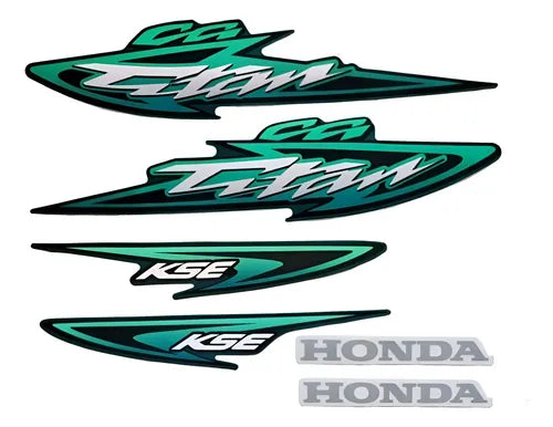 Kit Completo de Adesivos Honda Titan 125 KSE 2003 Verde - Qualidade Premium e Acabamento Perfeito