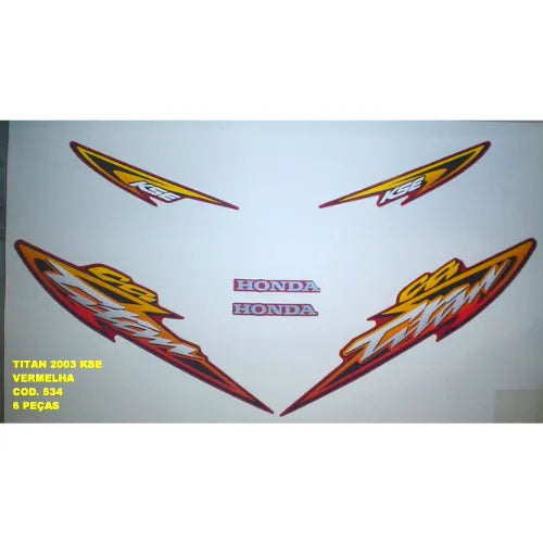 Kit Completo de Adesivos Honda Titan 125 KSE 2003 Vermelha - Qualidade Premium e Acabamento Perfeito