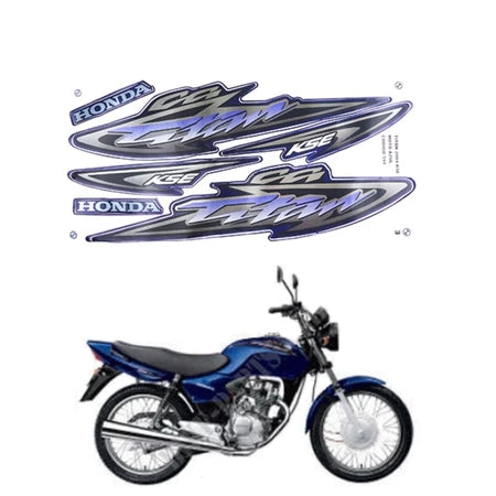 Kit Completo de Adesivos Honda Titan 125 KSE 2004 Azul - Qualidade Premium e Acabamento Perfeito