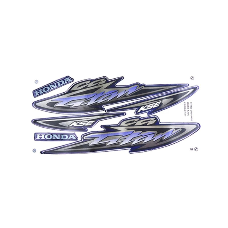 Kit Completo de Adesivos Honda Titan 125 KSE 2004 Azul - Qualidade Premium e Acabamento Perfeito