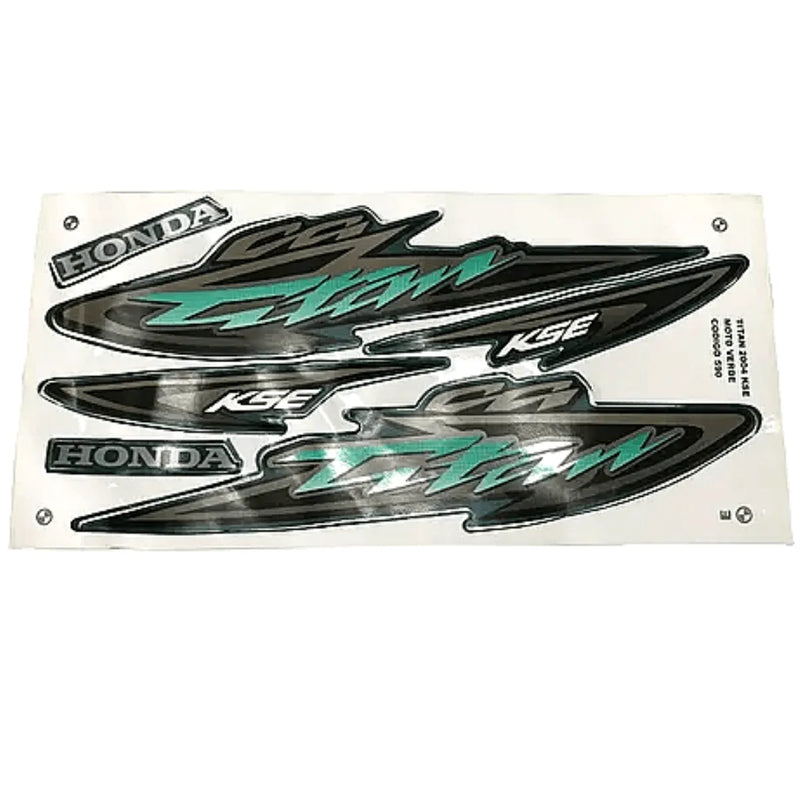 Kit Completo de Adesivos Honda Titan 125 KSE 2004 Verde - Qualidade Premium e Acabamento Perfeito