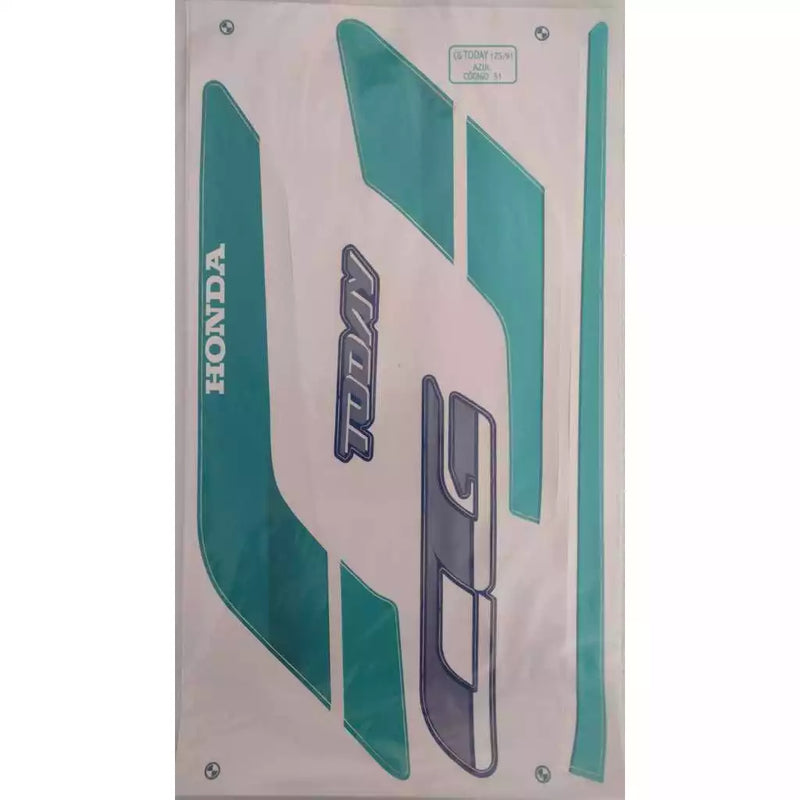 Kit Completo de Adesivos Honda Today 125 1991 Azul - Qualidade Premium e Acabamento Perfeito