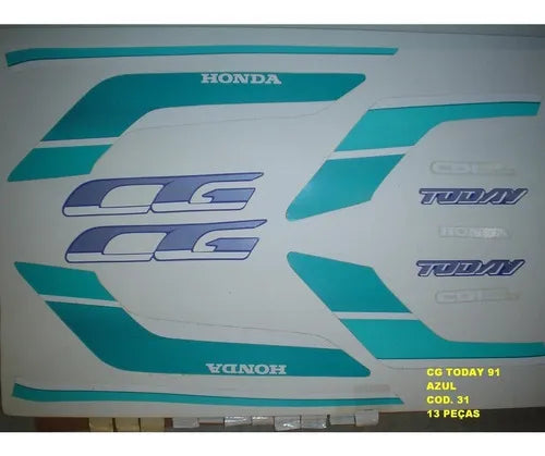 Kit Completo de Adesivos Honda Today 125 1991 Azul - Qualidade Premium e Acabamento Perfeito