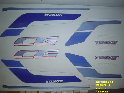 Kit Completo de Adesivos Honda Today 125 1991 Vermelho - Qualidade Premium e Acabamento Perfeito