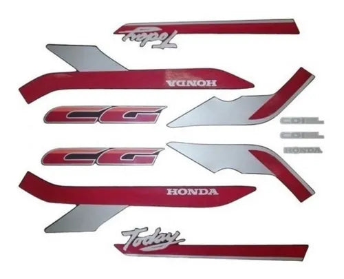 Kit Completo de Adesivos Honda Today 125 1992 Vermelho - Qualidade Premium e Acabamento Perfeito