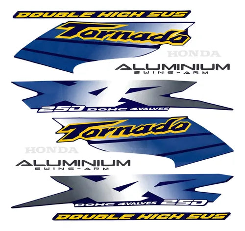 Kit Completo de Adesivos Honda XR 250 Tornado 2001/02 Azul - Qualidade Premium e Acabamento Perfeito