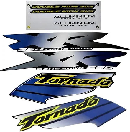 Kit Completo de Adesivos Honda XR 250 Tornado 2001/02 Azul - Qualidade Premium e Acabamento Perfeito