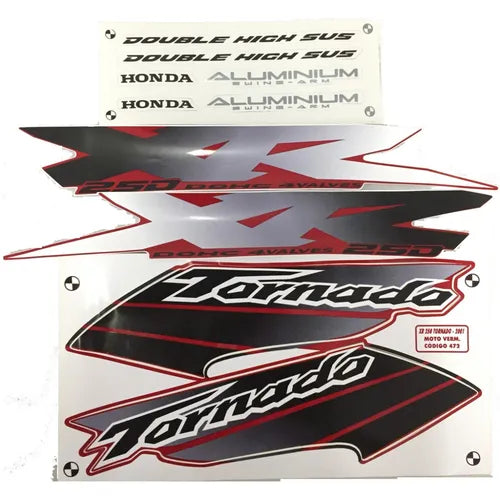 Kit Completo de Adesivos Honda XR 250 Tornado 2001/02 Vermelha - Qualidade Premium e Acabamento Perfeito