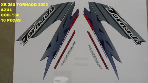 Kit Completo de Adesivos Honda XR 250 Tornado 2003 Azul - Qualidade Premium e Acabamento Perfeito